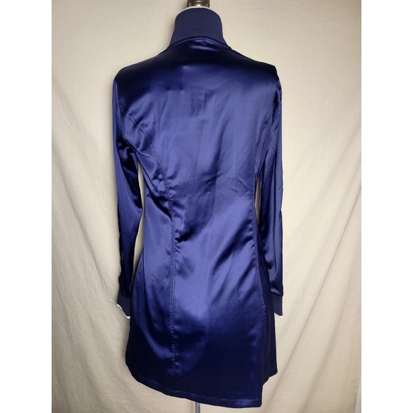 Opening Ceremony Navy Blue Track Dress Mini‎ Satin Logo Size Medium $350 Retail - Picture 4 of 13